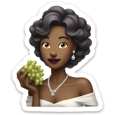 woman eating grapes like royalty sticker