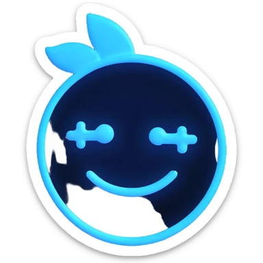 Shopify logo glowing with blue neon effect in 3D emoji style sticker
