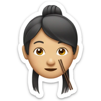 Asian with chopsticks in hair sticker