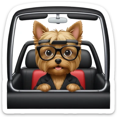 Yorkshire Terrier with black glasses in the car sticker