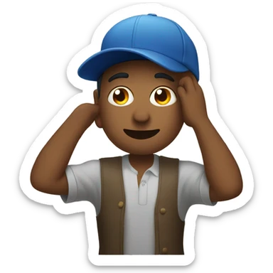 man putting on a cap sticker