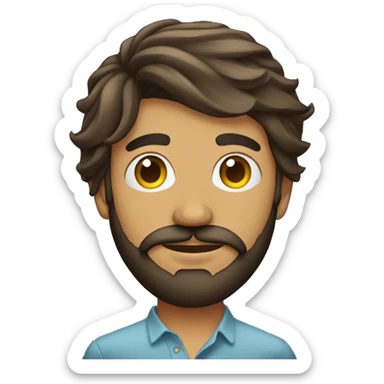 man with a beard in his 20's sri lankan hair is window curtain style sticker