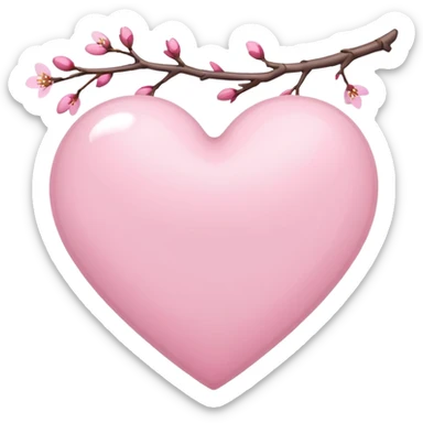 white heart pierced by sakura branch sticker