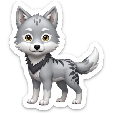Toony Chibi Cute Ginga Nagareboshi Gin/Silver Fang the wolf (full body) (feral) (4 legs) (canine) sticker