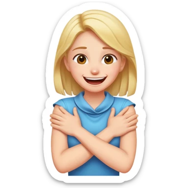 Girl with arms crossed choking her neck while laughing sticker
