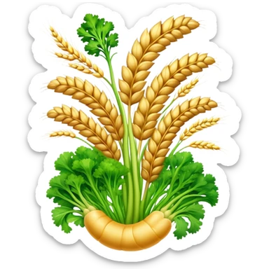 Golden wheat, green vegetables, colorful fruits, and tiny seeds surrounding a glowing digestive system. Light sparkles flow through the intestines, showing fiber's cleansing effect. All fiber-rich foods emit a soft glow as they contribute to digestive health. sticker