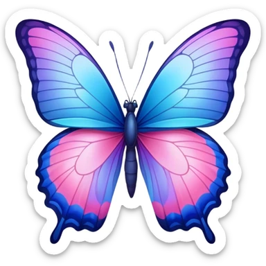 Gradient iridescent cyan Pink indigo violet blue butterfly sticker