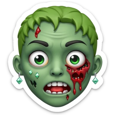 Create a zombie emoji with diamond earring sticker
