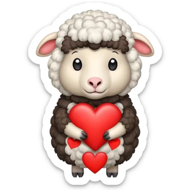 make an emoji with a red sheep. but make a sheep with a heart. but make it more animated like from animated movie sticker