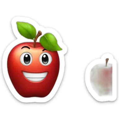 smiling red apple working as a trader sticker