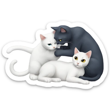 Two cats wrestling one cat Bombay other cat Russian blue sticker