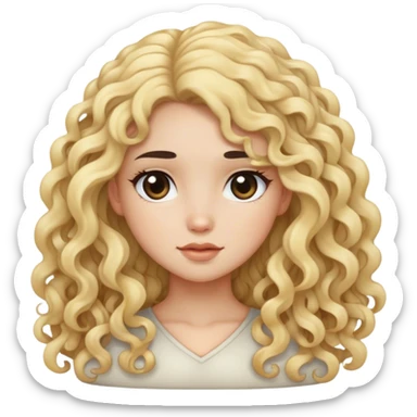 black hair blond girl with long curly hair fat sticker