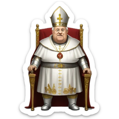 a fat and old pope wearing a heavy metal oufit sticker