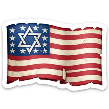 United States flag with a swastika symbol and star of david symbol on the flag sticker