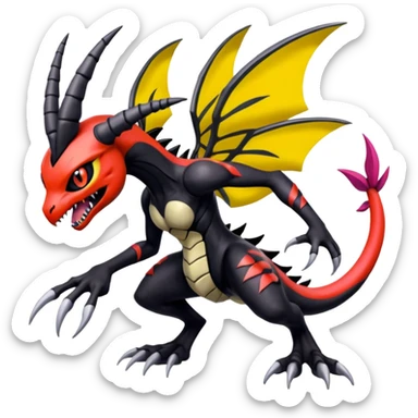 Colorful Cool Badass  Meloetta-Giratina-Venom-Guilmon-Darkrai-Pokémon-Fakémon-fusion-hybrid-creature sticker