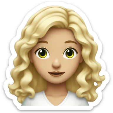 wavy Blonde girl with middle parting, Bright green eyes sticker