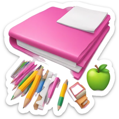pink school supplies sticker