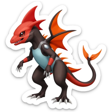 Meloetta-Guilmon-Sharpedo-Darkrai-Pokémon-Fakémon-fusion-hybrid-creature sticker
