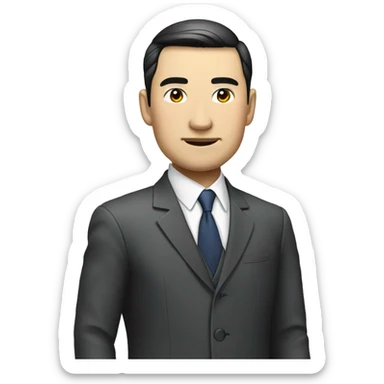 rich chinese man with narrow eyes full length in suit sticker