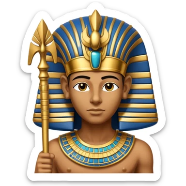 ancient Egyptian pharaoh with golden headdress and ceremonial staff sticker