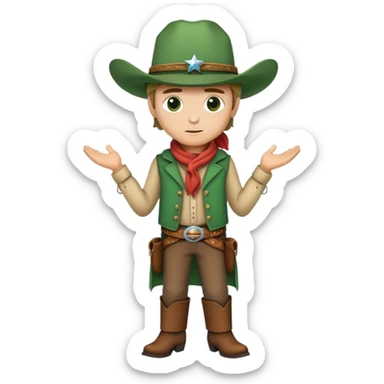 Cowboy wearing a green hat no star, western outfit sticker
