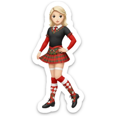 Highland dancing argyle just over the knee socks, tartan miniskirt and highland dancing shoes sticker