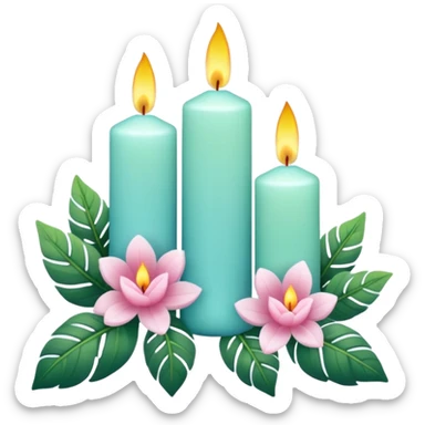 Aesthetic scenic romantic pastels beautiful gorgeous holy divine spiritual pretty elegant sparkly shiny scene of Candles, flowers, plants leaves, scenic aesthetic scenery sticker
