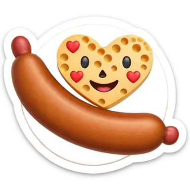 Make emoji sausage cheese love shape sticker