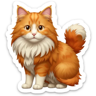 orange Norwegian forest cat, full body, fluffy fur, expressive face sticker