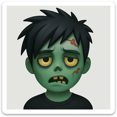zombie boy with spiky emo hair and black shirt emoji sticker