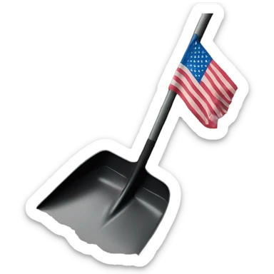 American Flag attached to one black shovel in the ground   sticker