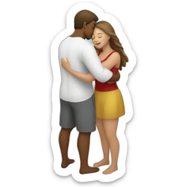 young metis Man and white woman hug love at the beach sticker