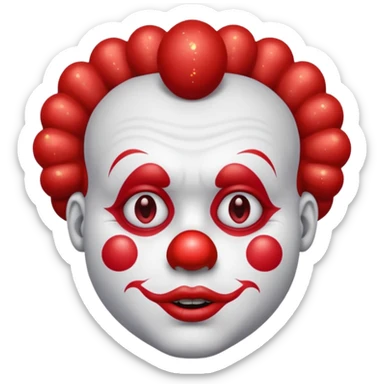 red glitter clown with the sad facial expression sticker
