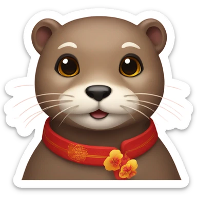 an otter when korean lunar new year sticker