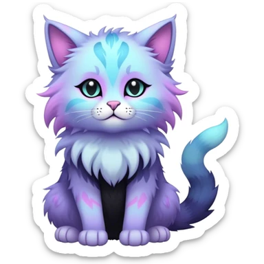 Kawaii dark edgy fantasy pastel ethereal feline fursona animal creature full body sticker