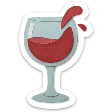 overflowing glass of wine, paper craft style sticker