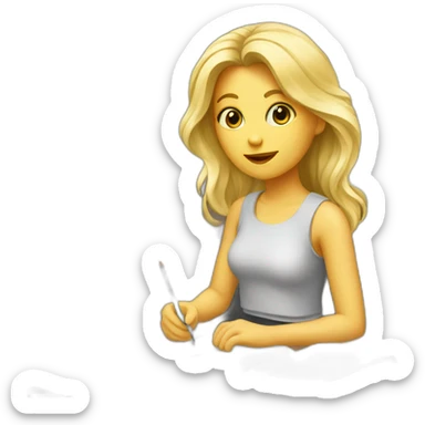 Blonde Girl studying in art school sticker