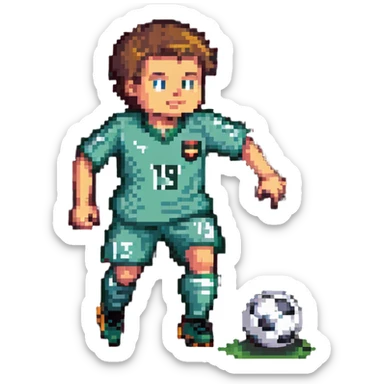 soccer player about to score on goal with the number 19 on his jersey sticker