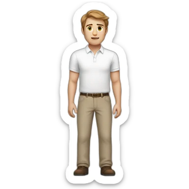 White Man standing with brown hair and white shirt sticker