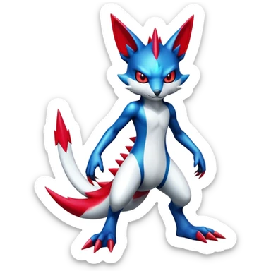 Cool Edgy Badass Shiny Futuristic Digimon-Sneasel-Zangoose-hybrid full body sticker