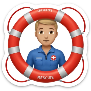 Lifeguard Holding Rescue Tube circle  sticker