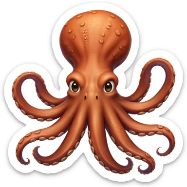 octopus from below, arms radiating outward, mouth visible, head turned away sticker