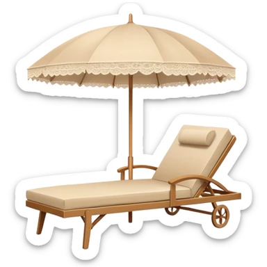 summer beige chaise lounge with beautiful beige lace umbrella sticker