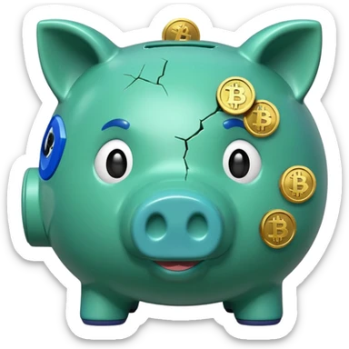 with piggybank with crypto  sticker