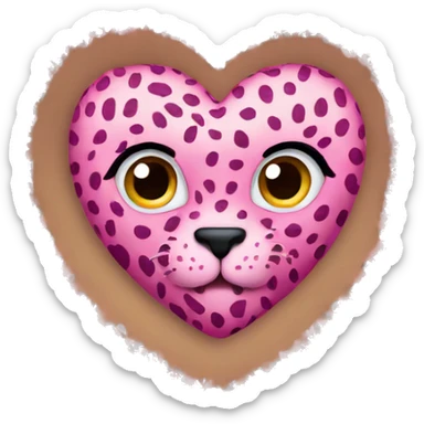 pink leopard heart  sticker