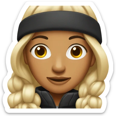 Tanned woman with long black hair as a ski girl sticker
