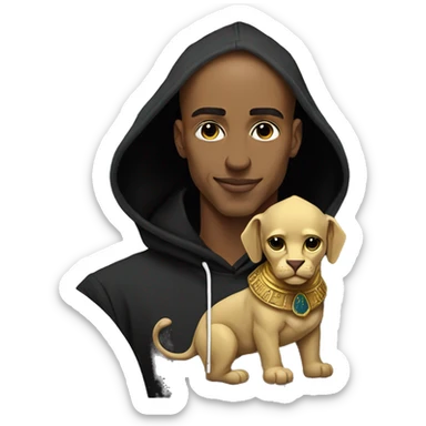 A bald head alpha phi alpha man with sphinx on hoodie sticker