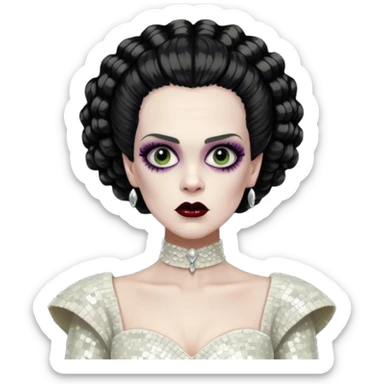 Bride of Frankenstein with ivory sequin outfit sticker