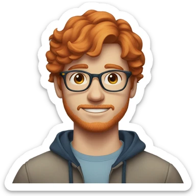 30 years old, male, red hair, glasses, blue eyes, fair complexion, no facial hair sticker