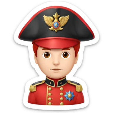 Tomato wearing Napoleon Bonaparte's bicorne hat and military officer uniform sticker